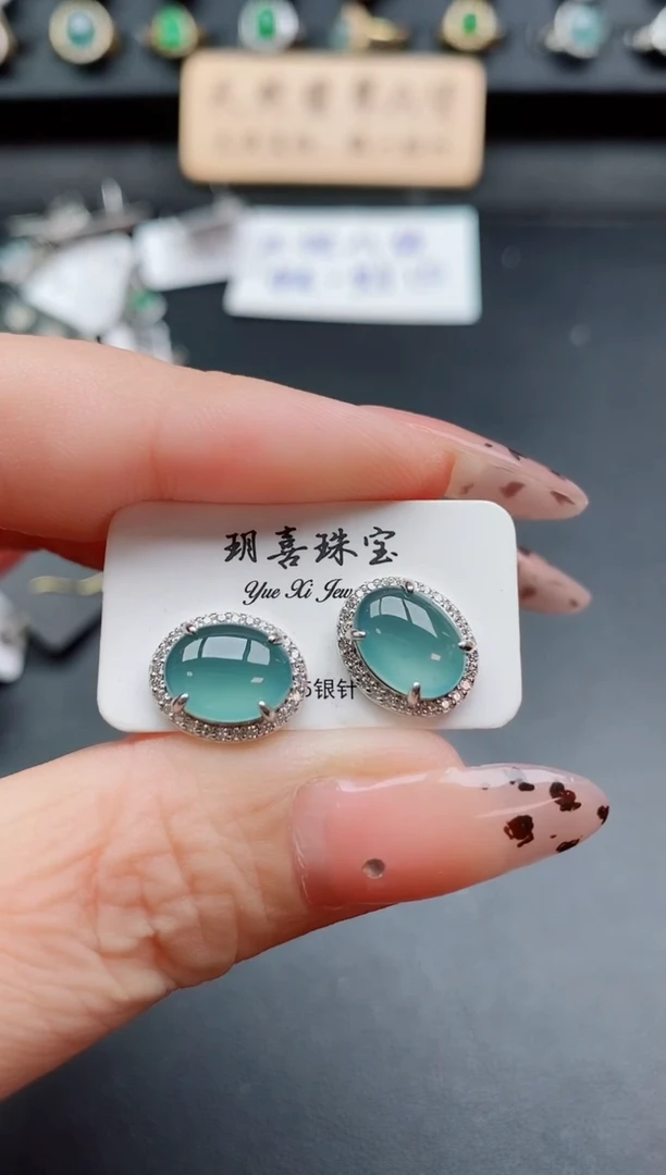 银S925镶嵌戒指翡翠1