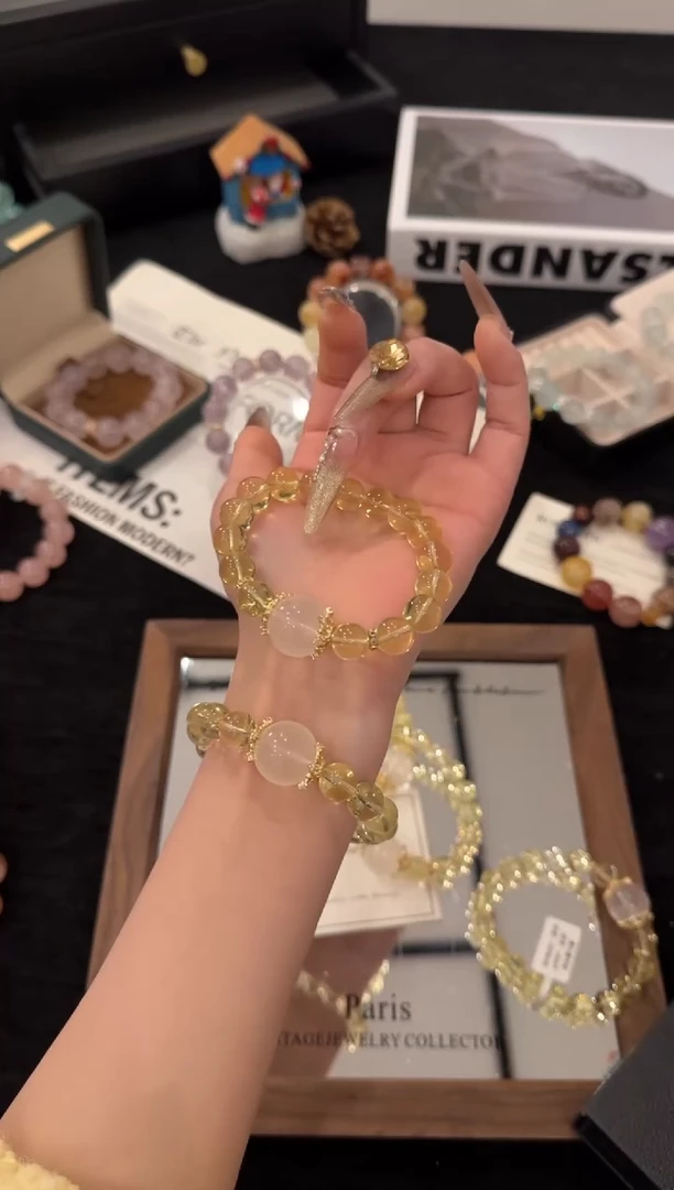 合金手链水晶黄水晶x3649