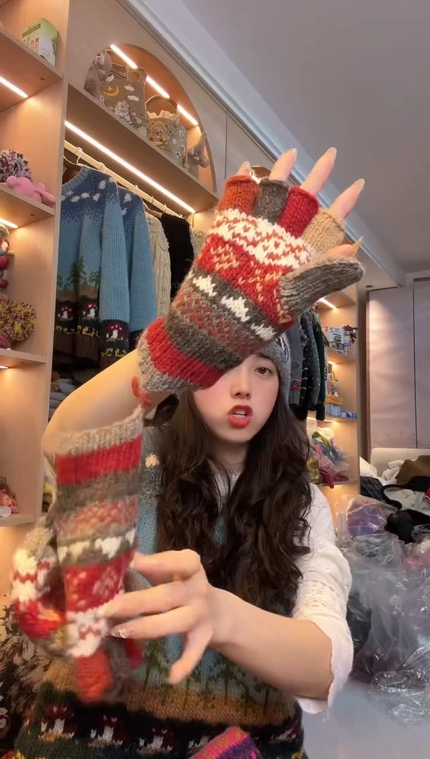 羊毛明星同款手套