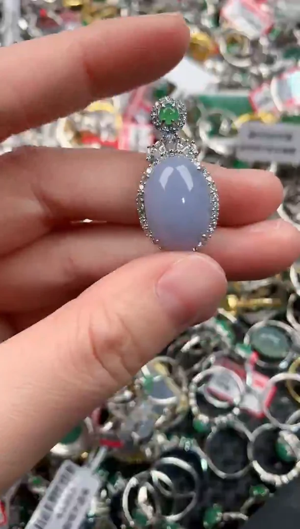 银S925镶嵌戒指翡翠999                1