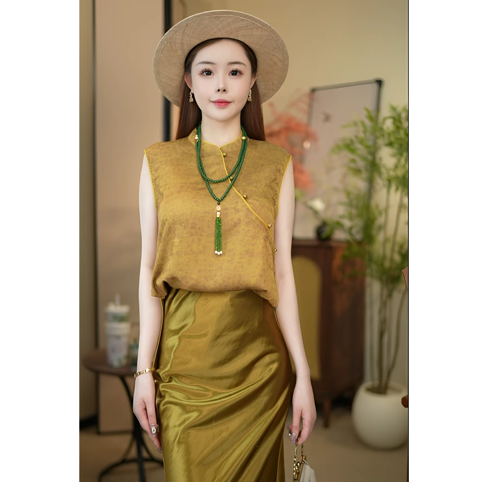 薄款上衣中国风女装中长款文艺提花时尚日常古风HS25425