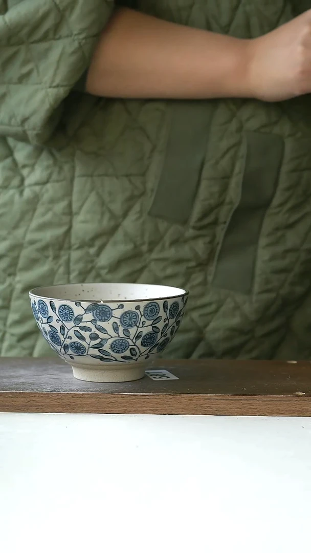 陶瓷595手绘金盏花米饭碗12cm@7-10@瑕疵