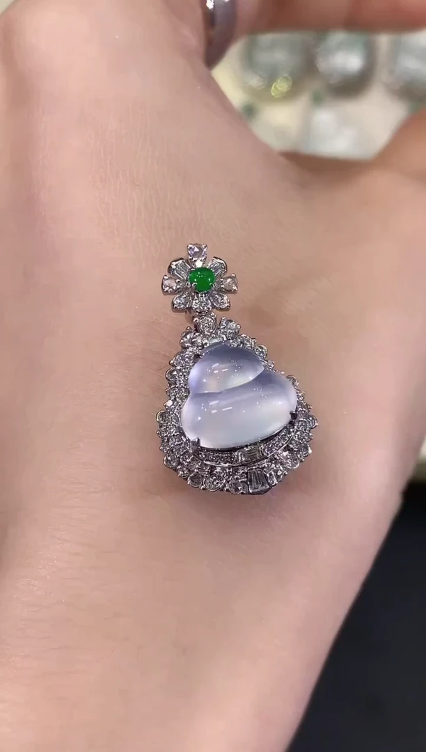 翡翠18K金镶嵌吊坠(不含链)B105