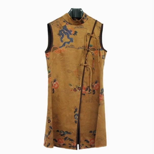 【娇娇美娇】娑尔水墨花重磅香云纱马夹上衣SF3LY00405