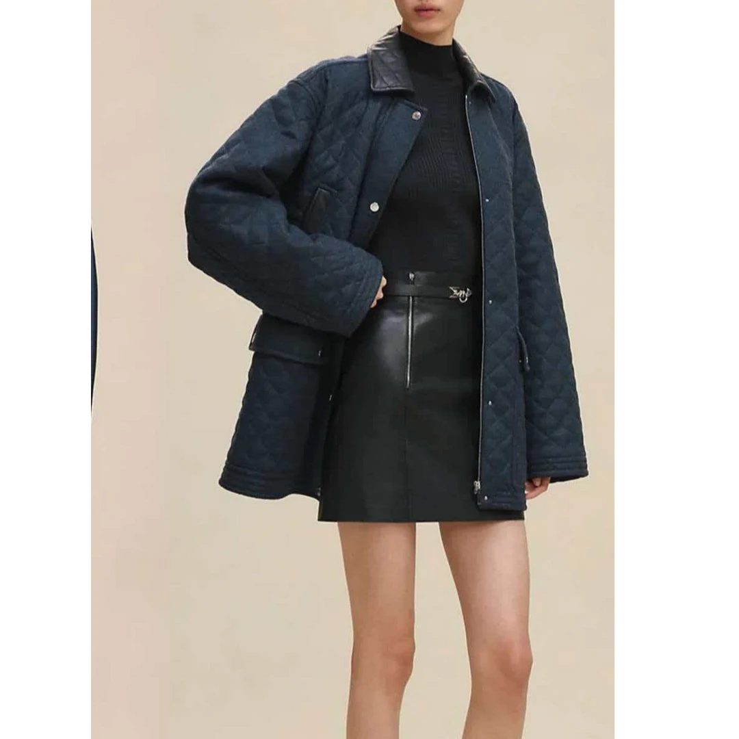 【CHANMITY】25/FW 菱格绗缝拼接质感叠搭风外套02510119