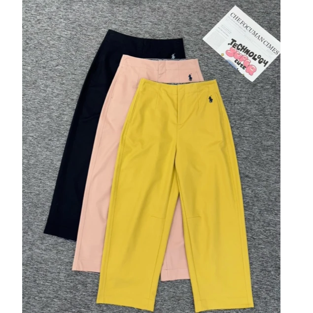 51232口袋刺绣小马高腰休闲百搭显瘦长裤