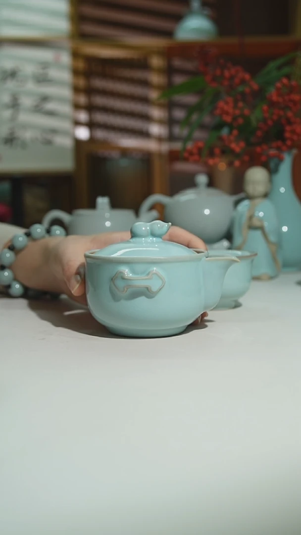 天青珑匠葫芦手抓壶二级0733