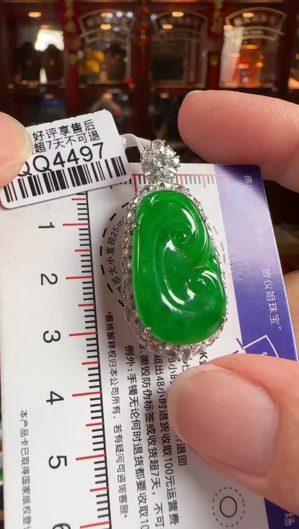 颈饰18K金镶嵌翡翠QQ4497绿如意