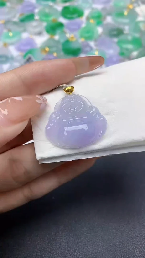 颈饰18K金镶嵌翡翠a货假一赔三支持复检百元上9元证书费自理