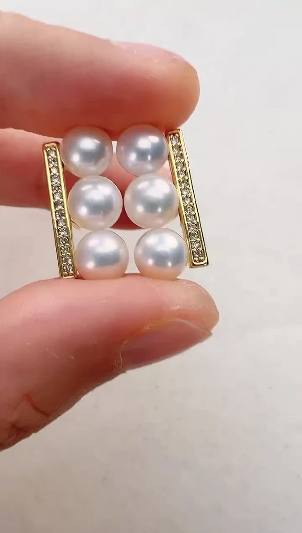 【闪购商品】淡水珍珠耳饰合金金色平衡木