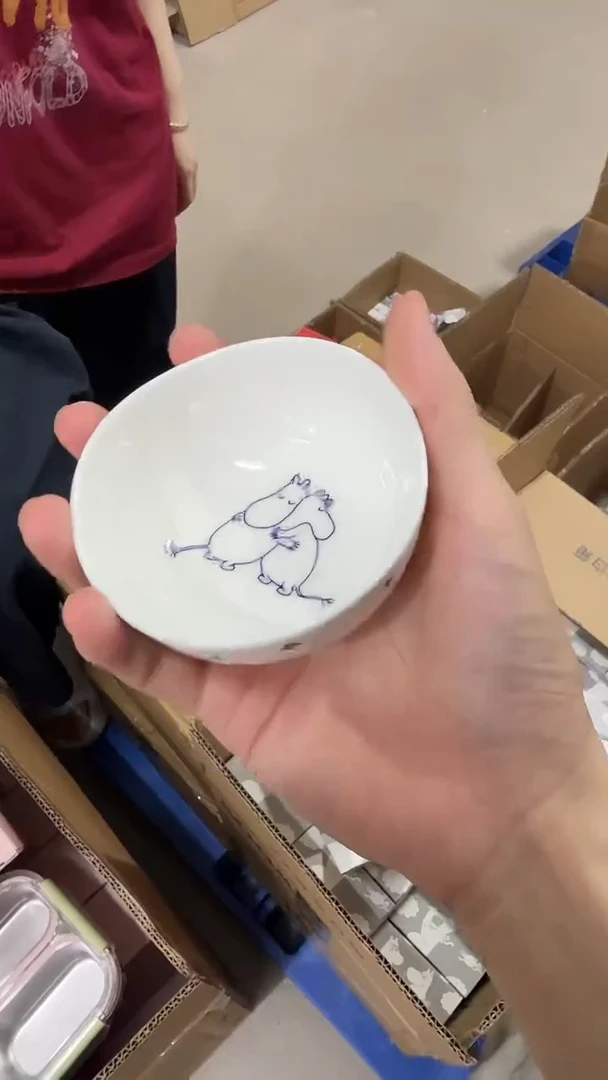 瓷片姆明蓝白冒险3.5寸蘸料碗