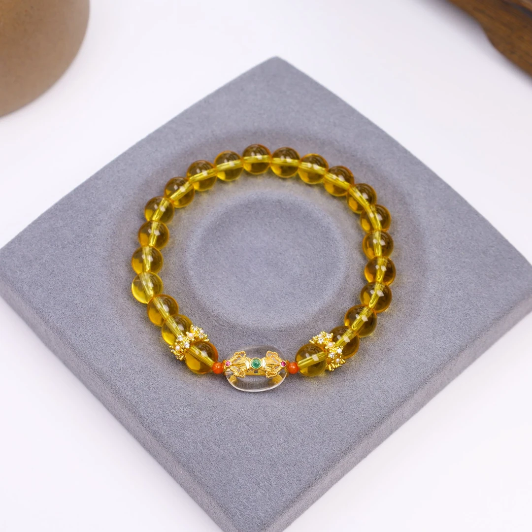 【心如珠宝精品店】黄水晶繁花手串YW0111