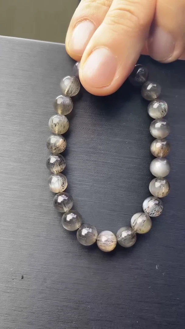 【闪购商品】长石手串未镶嵌黑金骨干8MM