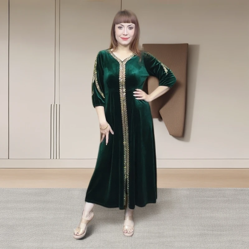 2025常规款拉链连衣裙修身秋季礼服服装显瘦V领套头款气质时尚