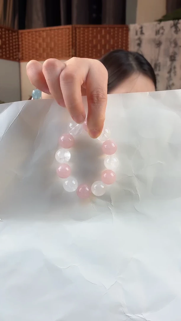 颈饰未镶嵌水晶天然水晶粉水晶白幽灵手串