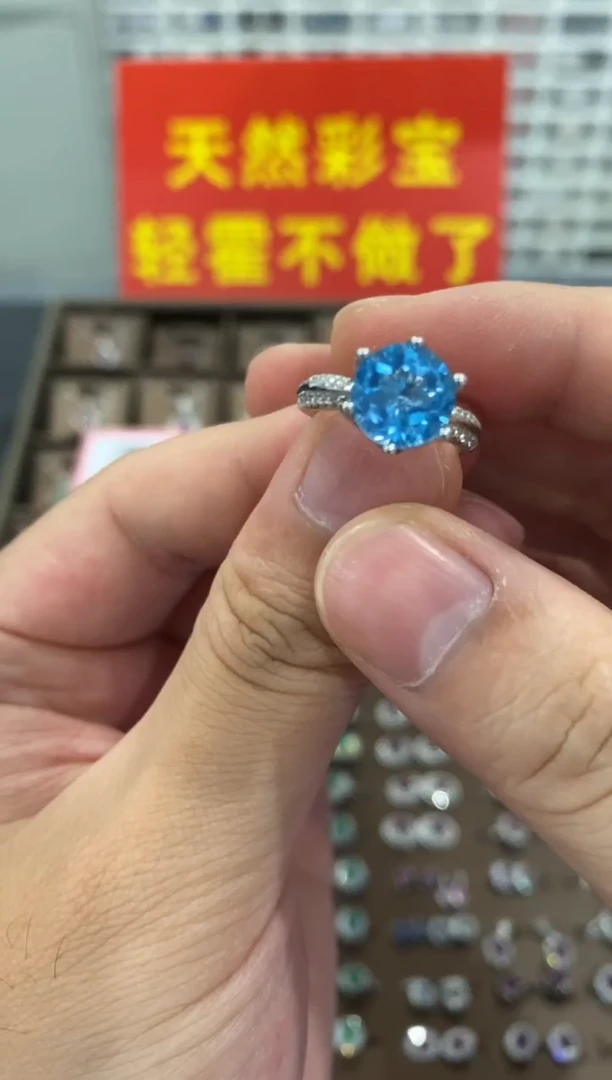 托帕石戒指银S925镶嵌1