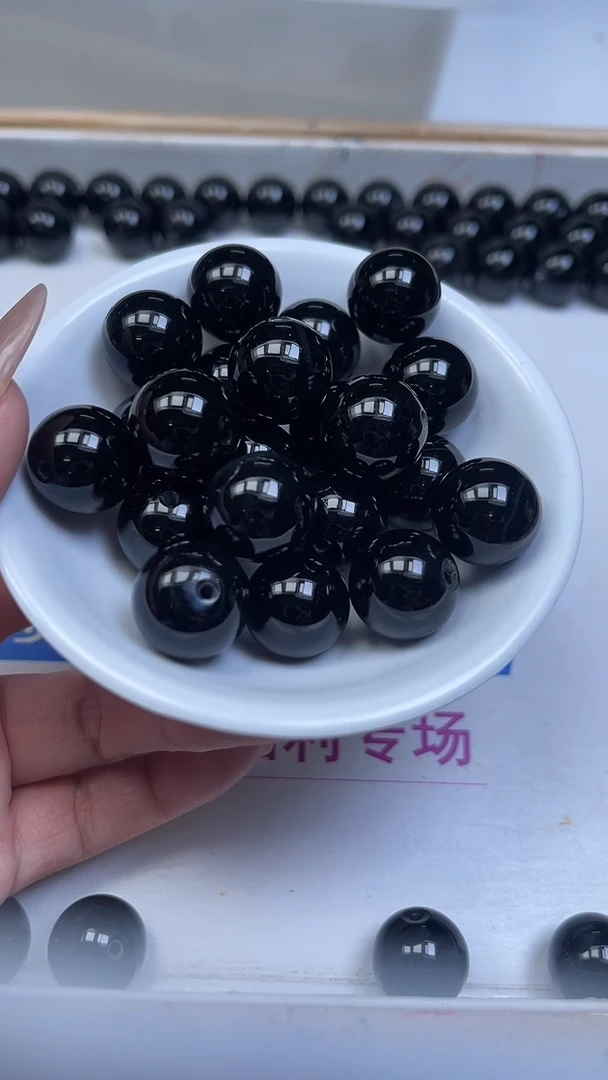 未镶嵌散珠玛瑙/玉髓B355 黑玛瑙16mm2颗9.9元