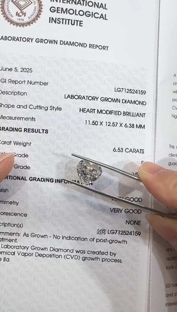 裸石实验室培育钻石@ 6.53ct 先鉴赏,再定制!