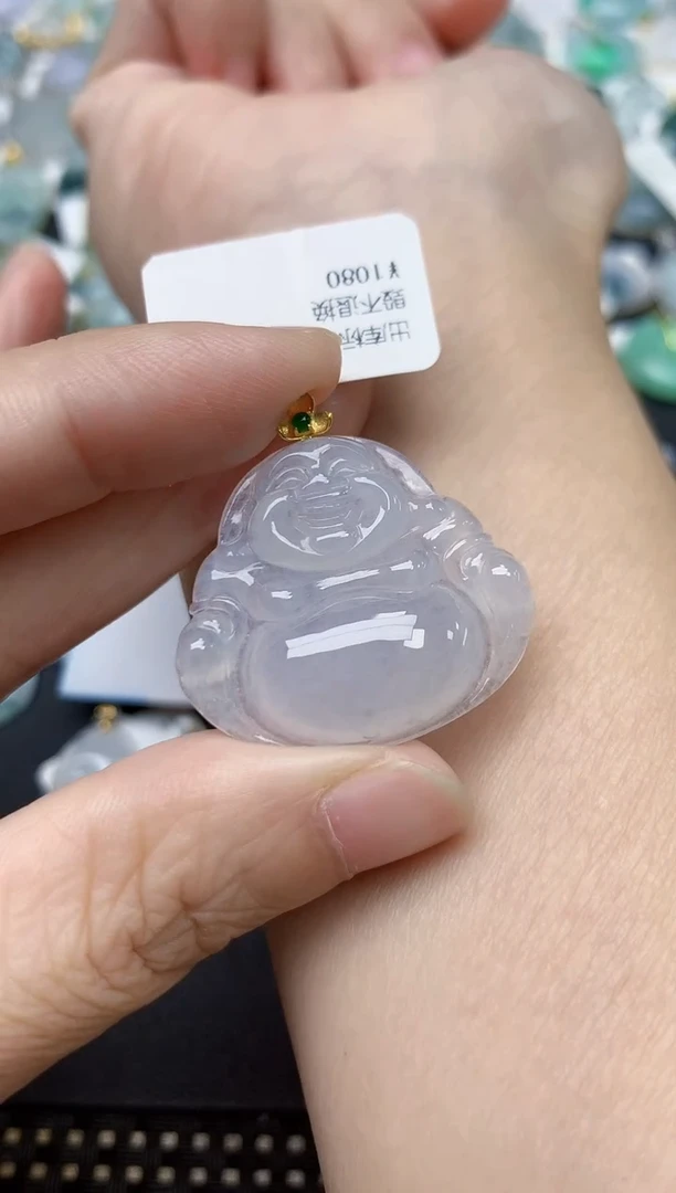 颈饰18K金镶嵌翡翠天然缅甸A货翡翠