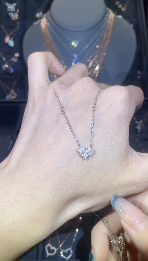 套链钻石18K金镶嵌18K金白  多人  爱心