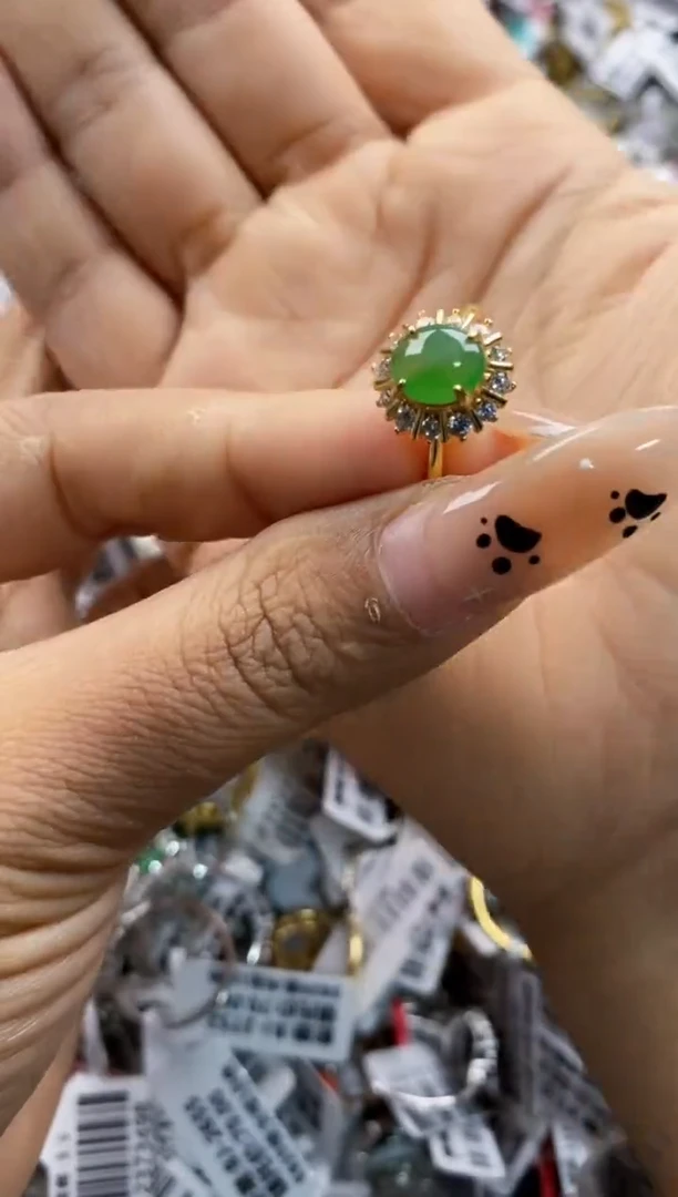 翡翠戒指银S925镶嵌888888  8