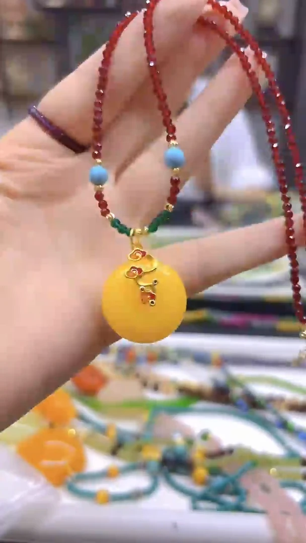 未镶嵌颈饰蜜蜡DIY款X314