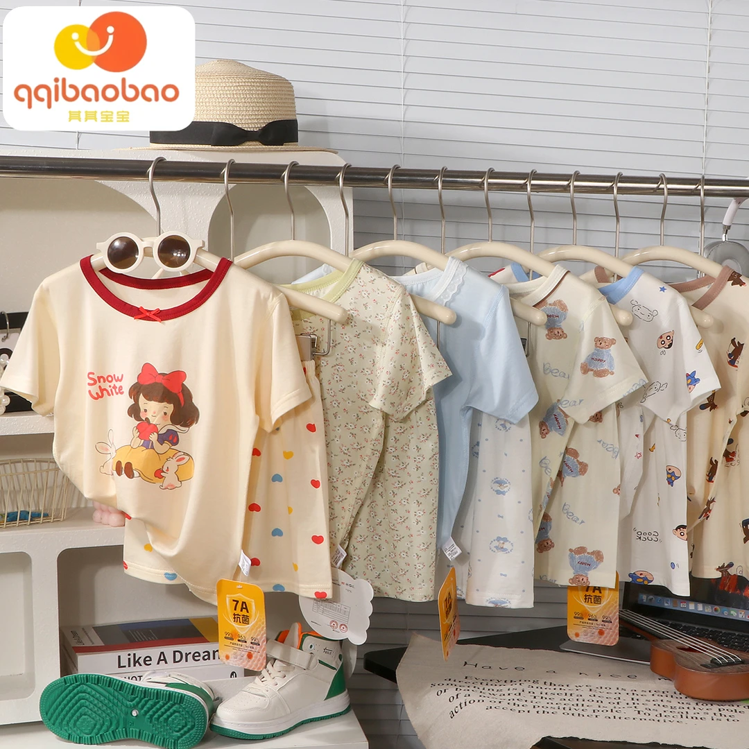 【7A抗菌】莱赛尔天丝短袖短裤套装男宝女宝夏季卡通印花套装lg