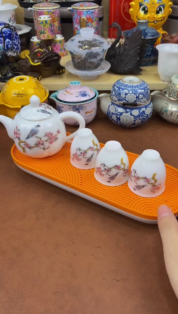陶瓷茶具摆件旅行套组