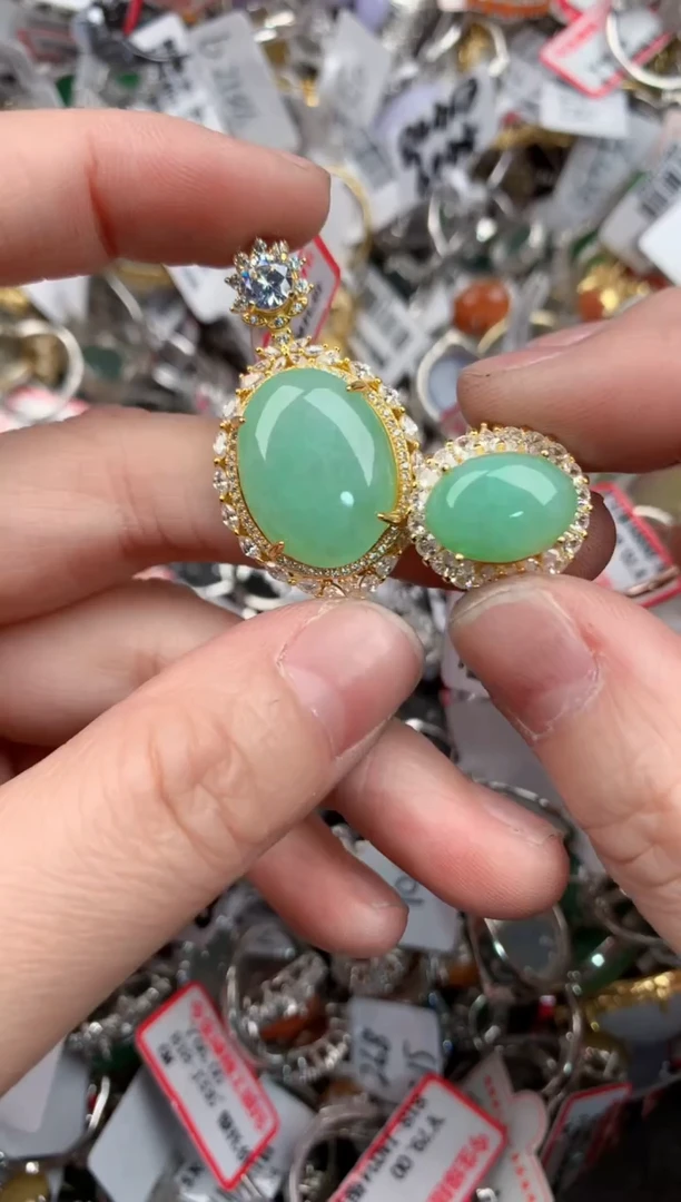 银S925镶嵌戒指翡翠13            1