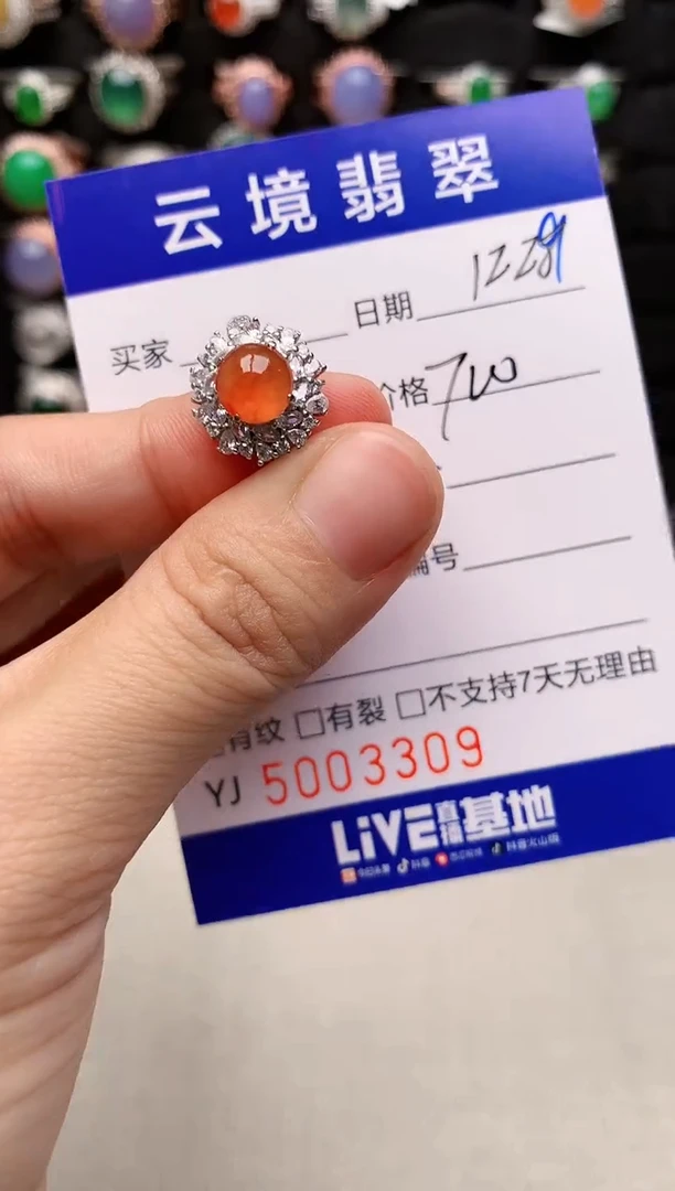 银S925镶嵌戒指翡翠3309