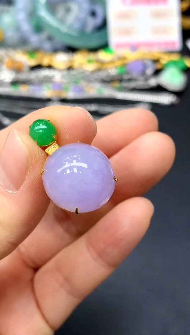 颈饰18K金镶嵌翡翠159-中国好珍宝