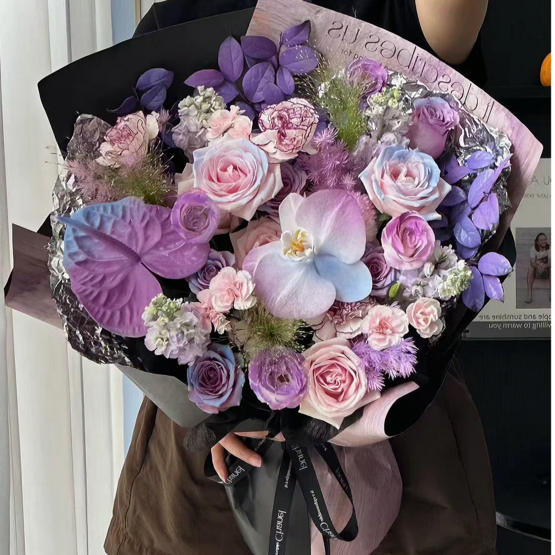 【星河醉梦】粉玫瑰桔梗喷色混搭花束毕业季送女友送老婆送闺蜜送领导鲜花花店免费配送