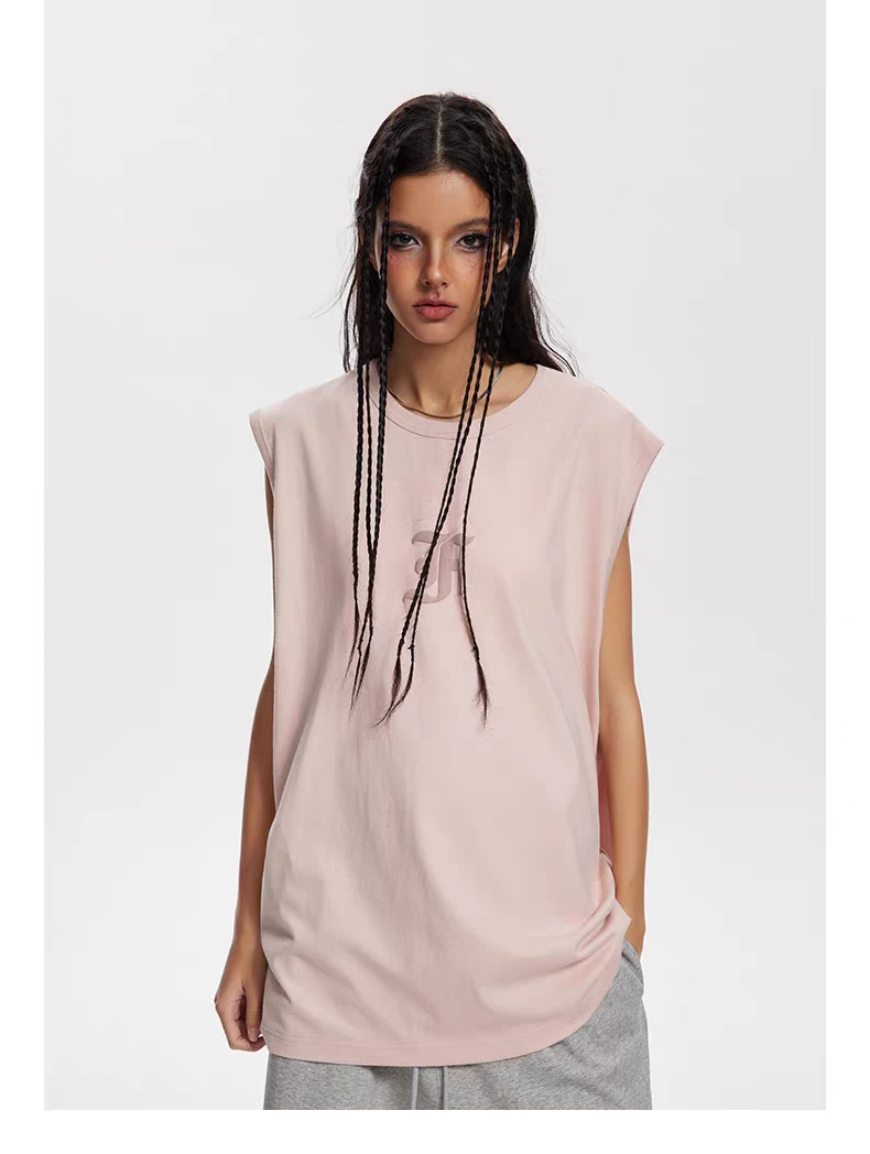 8F 五色 哥特发泡印花美式坎肩背心男生潮牌凉感运动无袖t恤