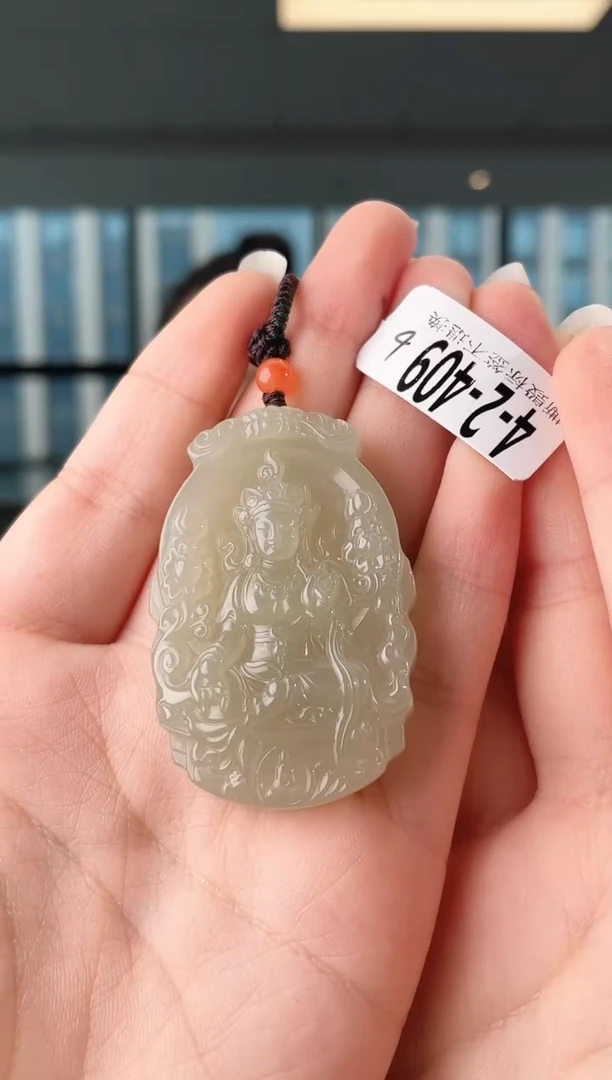 颈饰未镶嵌和田玉观音牌 409