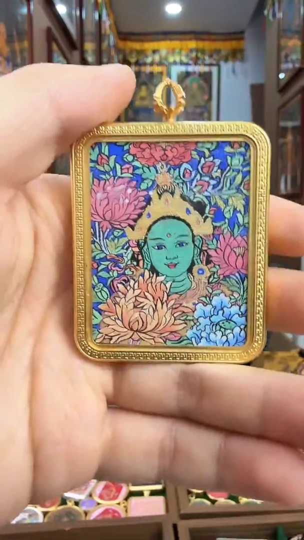 吊坠绿度母-热贡纯手绘唐卡