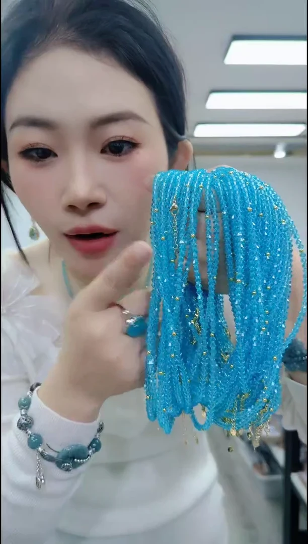 【闪购商品】玛瑙/玉髓合金颈饰1537蓝色颈链拍一发二