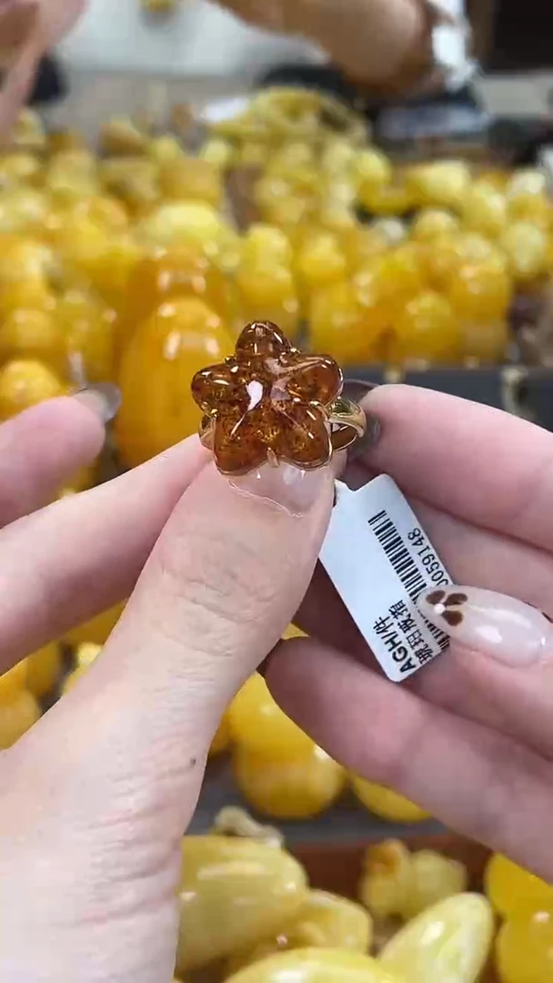 裸石琥珀银S925镶嵌j17