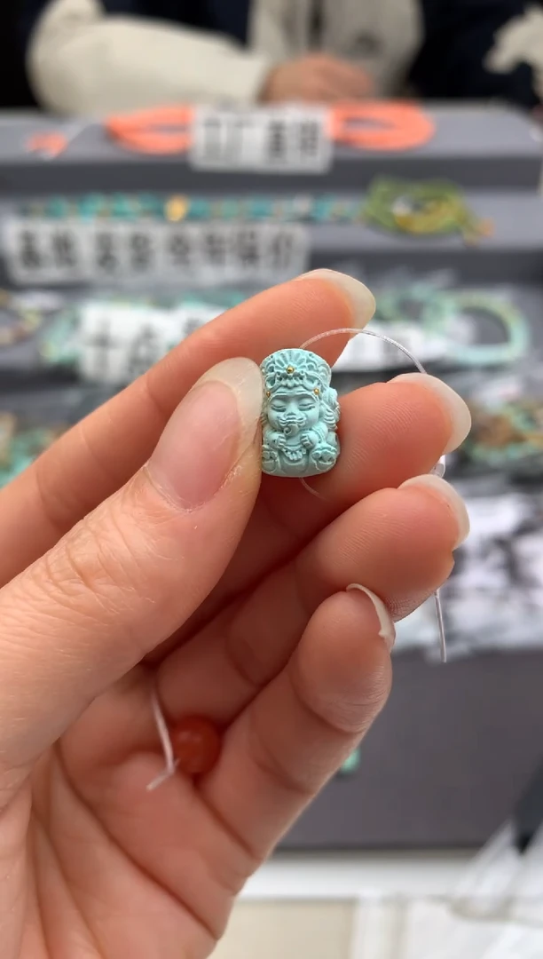 未镶嵌绿松石精工雕刻茜.E33