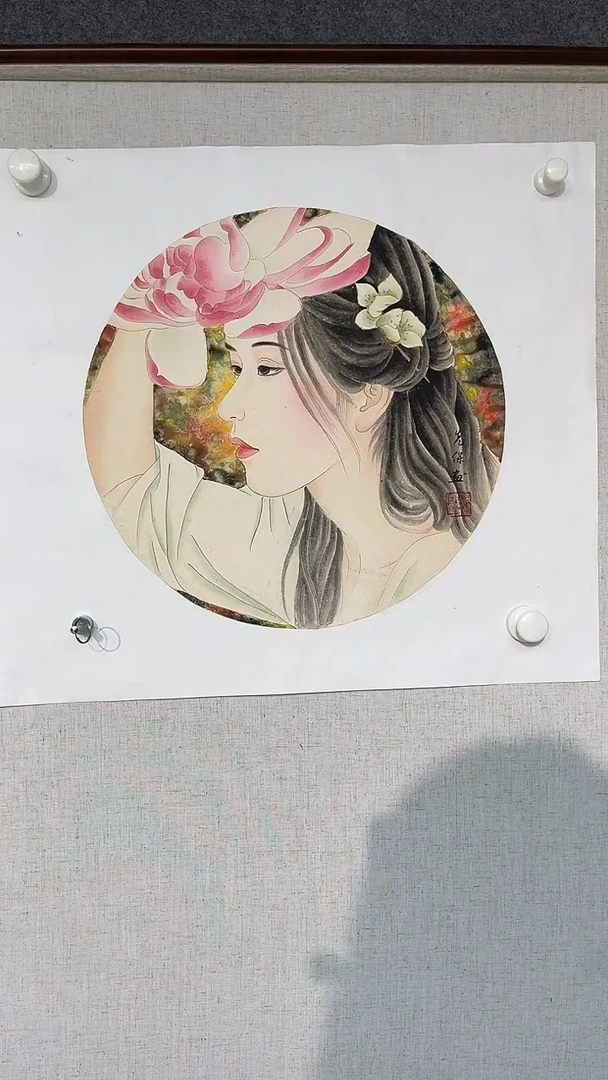 国画梁先保老师50圆扇