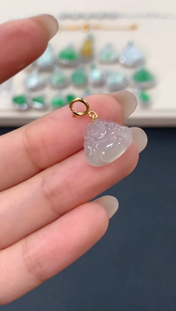 翡翠18K金镶嵌吊坠(不含链)佛公吊坠350