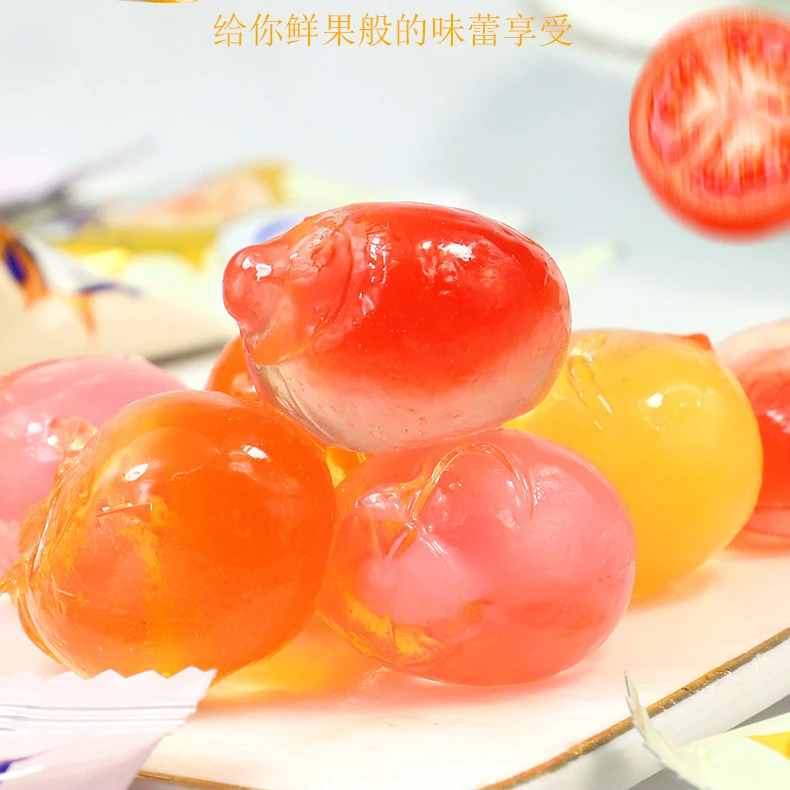 【麦吉诺】木糖醇爆浆软糖水果软糖糖果白桃番茄果味软糖500g