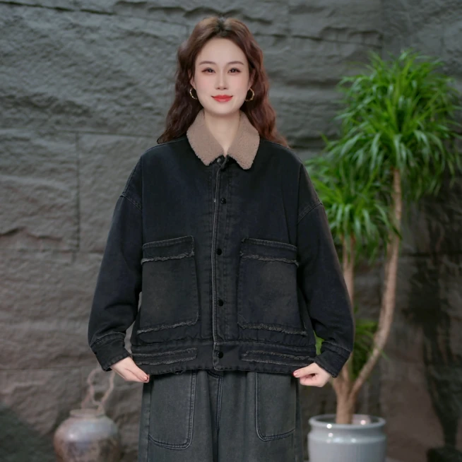 【加厚牛仔外套棉衣】冬季常规水洗牛仔棉服黑色百搭棉袄