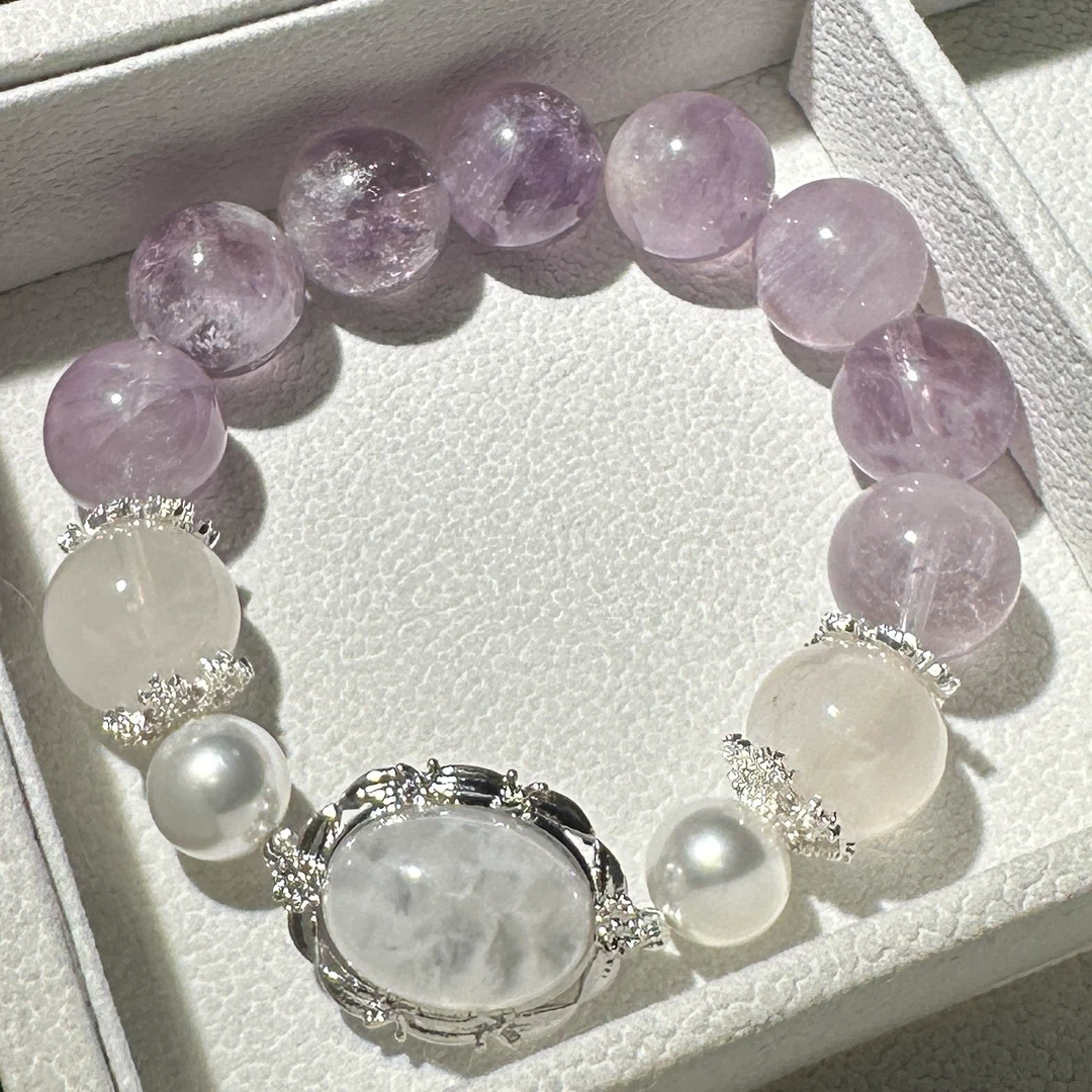 【毛茸茸】14mm紫兔毛水晶 白幽灵大魔盒 水晶手串