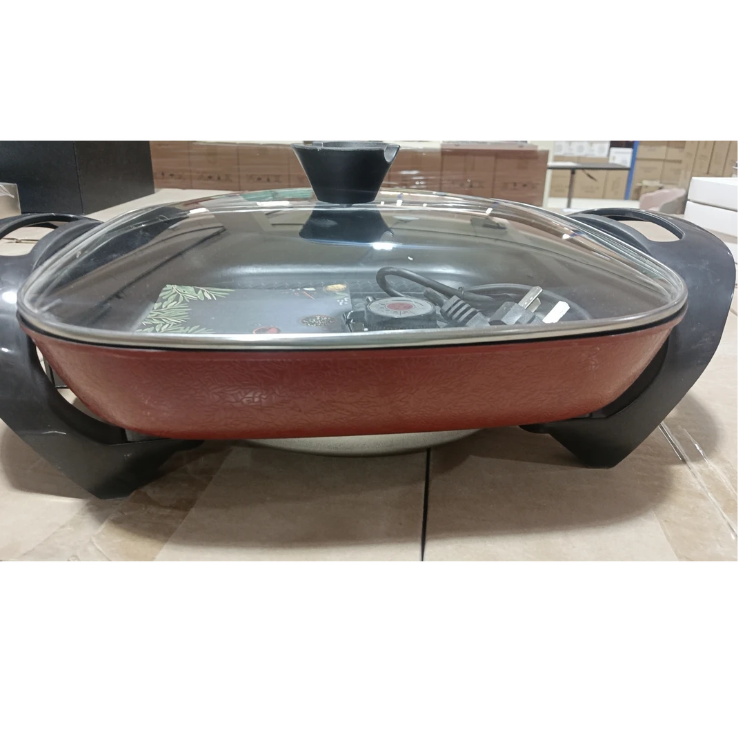 电火锅家用多功能料理锅大容量一体不沾烤肉锅四方锅电煮锅YH