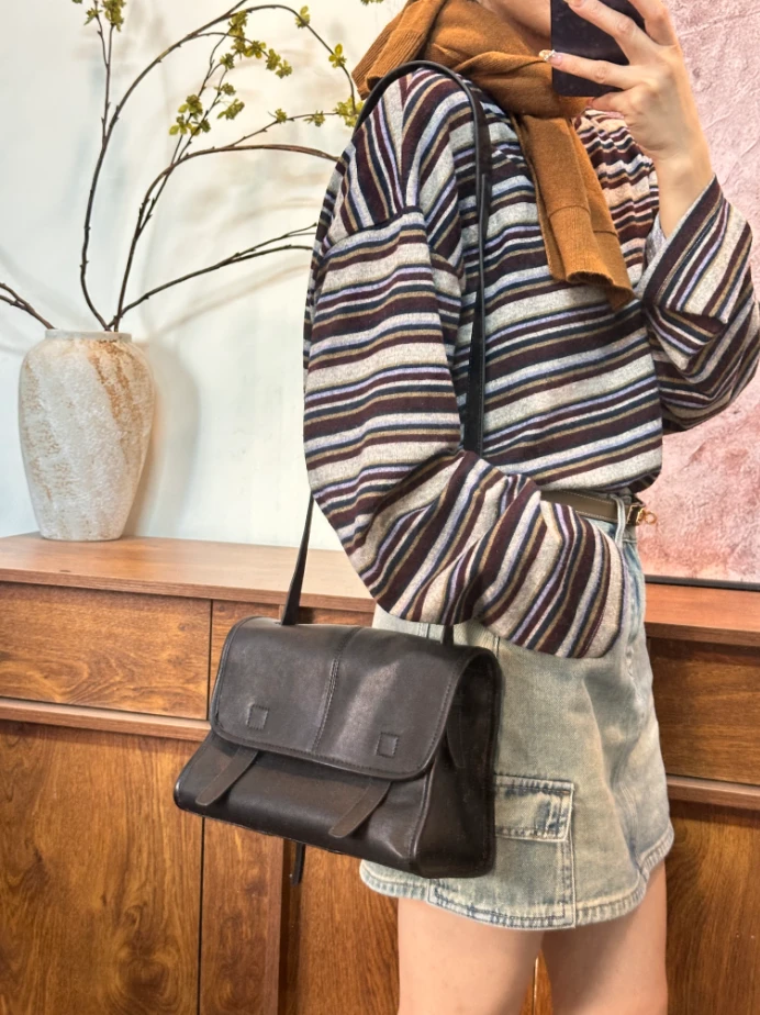 【三森印记】（车水马龙）小邮差包包单肩（头层羊皮系列）M128