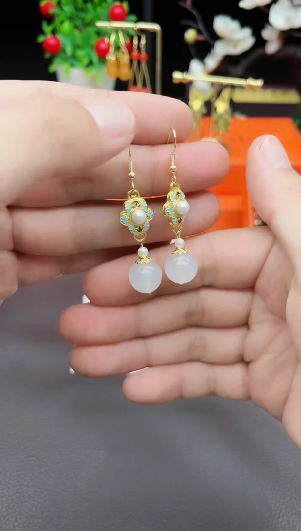 玛瑙/玉髓耳饰银S925镶嵌325000