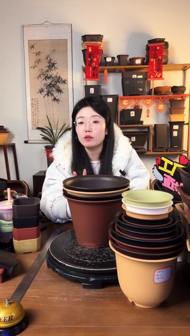 【闪购商品】树脂3只装紫檀色    22*16高斜圆盆