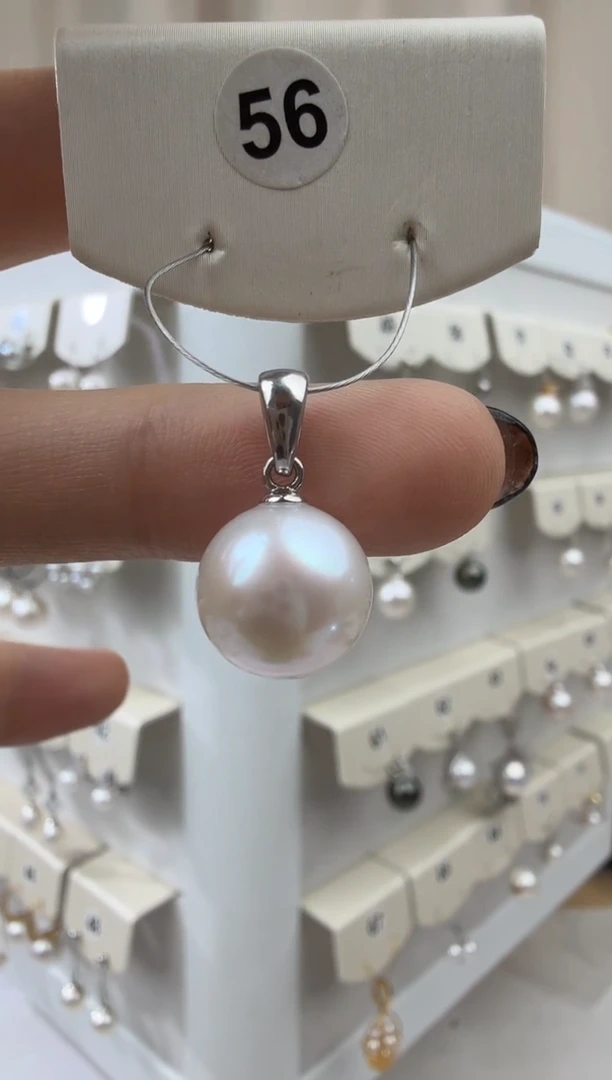 吊坠(赠链)银S925镶嵌淡水珍珠11-12mm瓜子扣吊坠