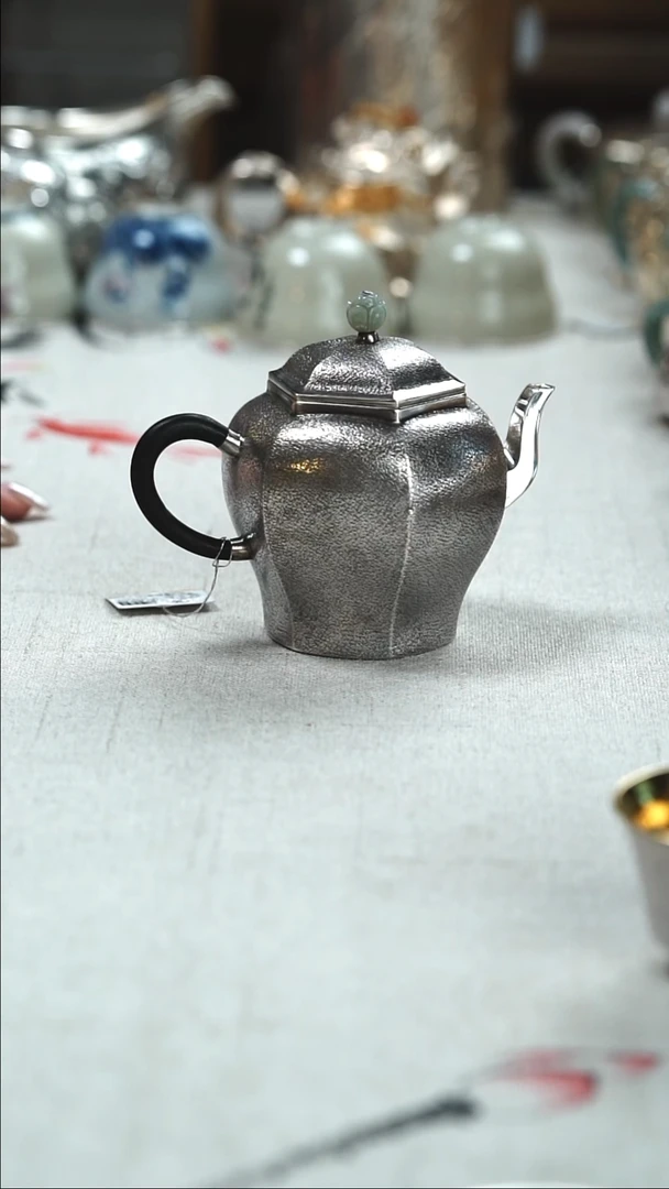 古悦足银999泡茶壶