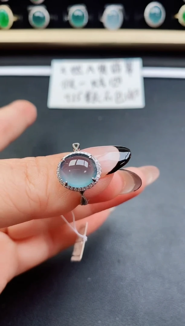 翡翠戒指银S925镶嵌50800